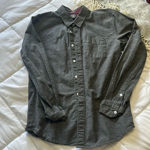 men’s grey button down